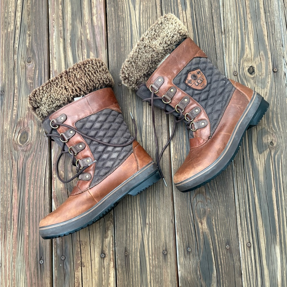 Ugg “Brynn” Brown And Gray Winter Snow Fur Trim B… - image 4